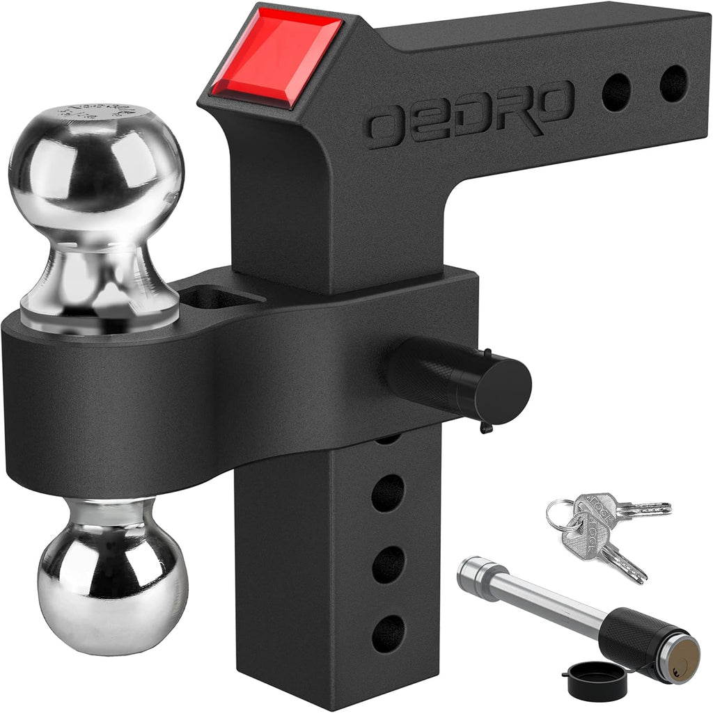 Adjustable Trailer Hitch Ball Mount with Forged Aluminum Shank, 8-Inch Drop, 2.5-Inch Receiver, 2" & 2-5/16" Tow Balls, 14500 lbs, Polished Silver U692