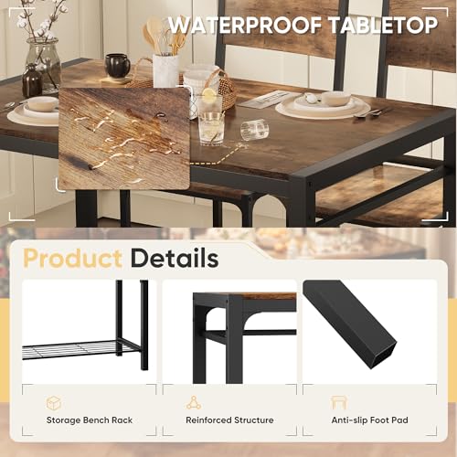 Rustic Brown 4 Piece Dining Table and Chairs M885