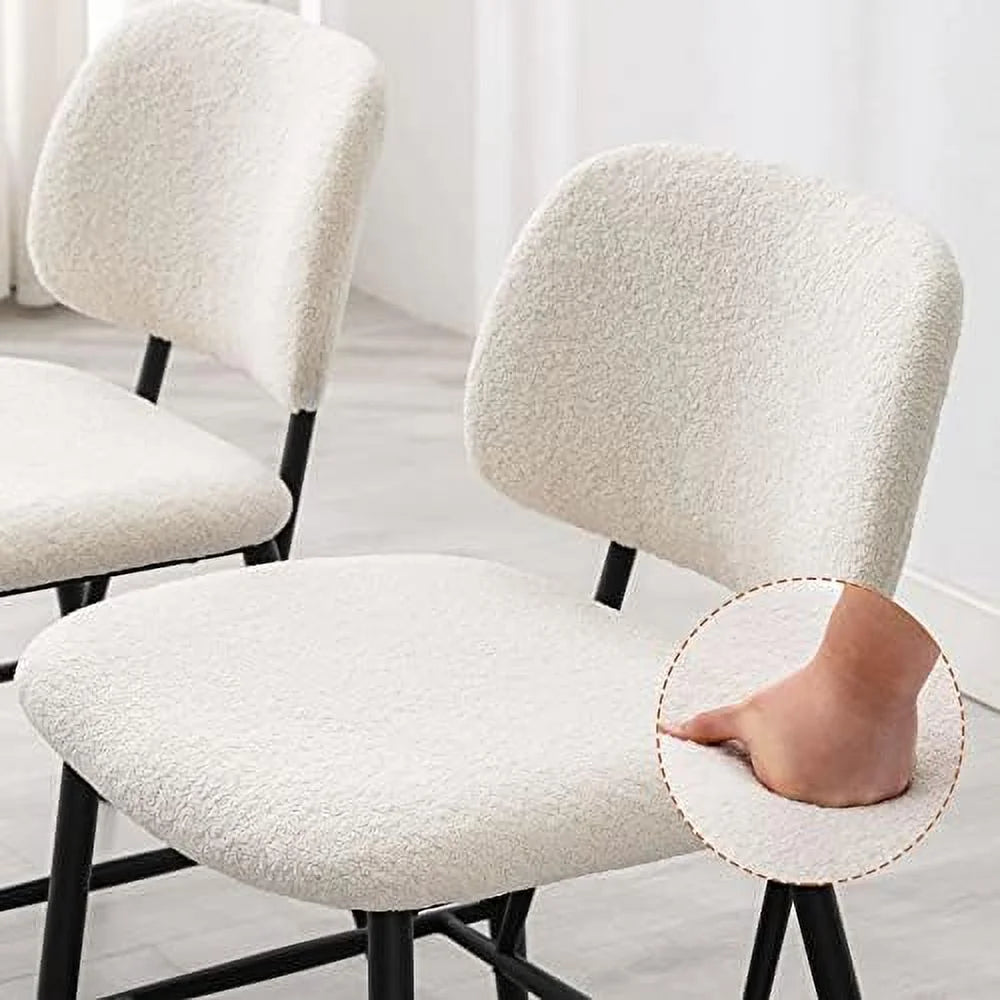 Ivory White Upholstered Armless Dining Chair with Backrest V141722