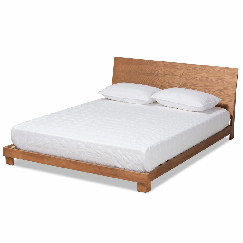 Brown Finished Wood Queen Size Platform Bed H451