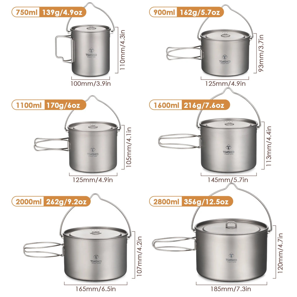 Titanium Camping Cookware with Lid U1959