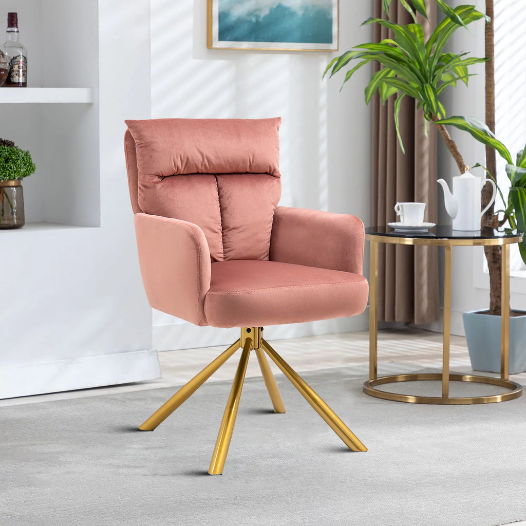 Pink Velvet High Back Swivel Accent Chair B499