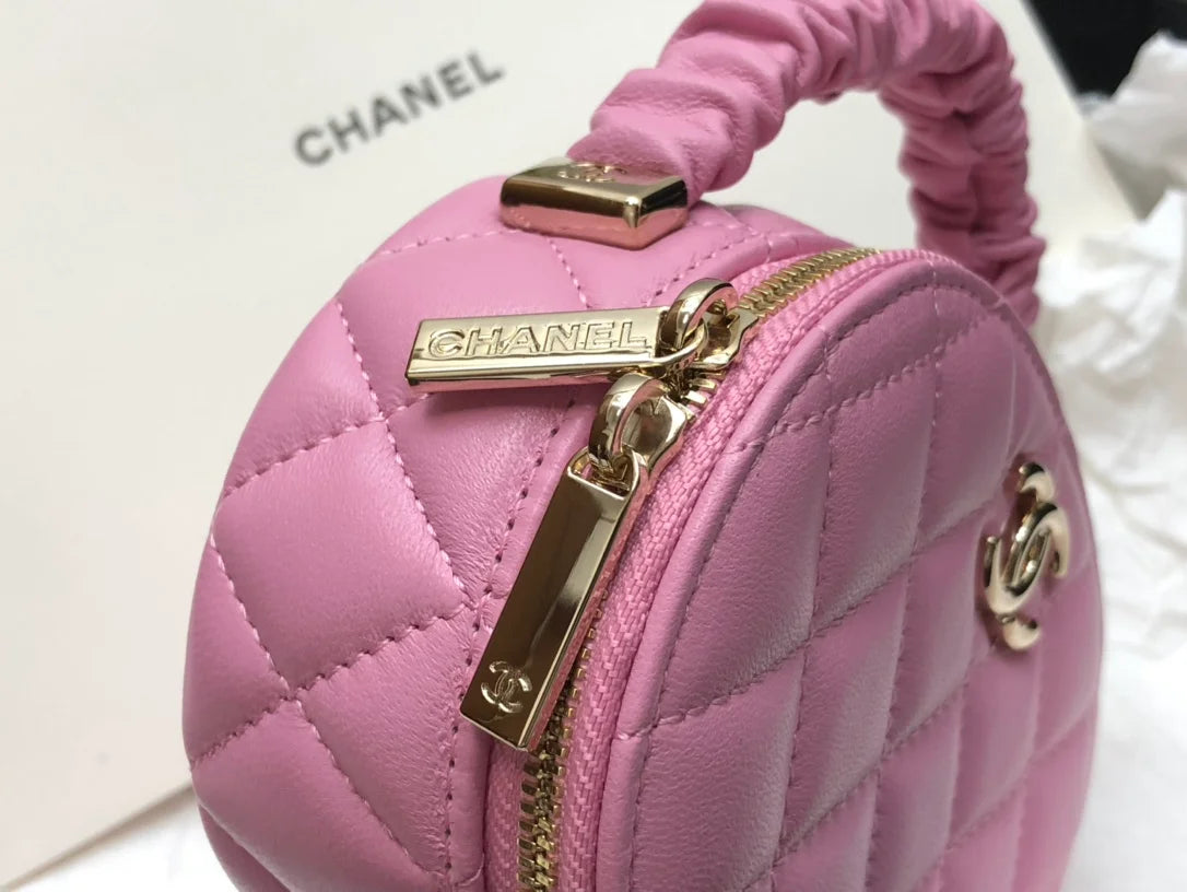 Shiny Gold Pink Vanity Case Bag C495