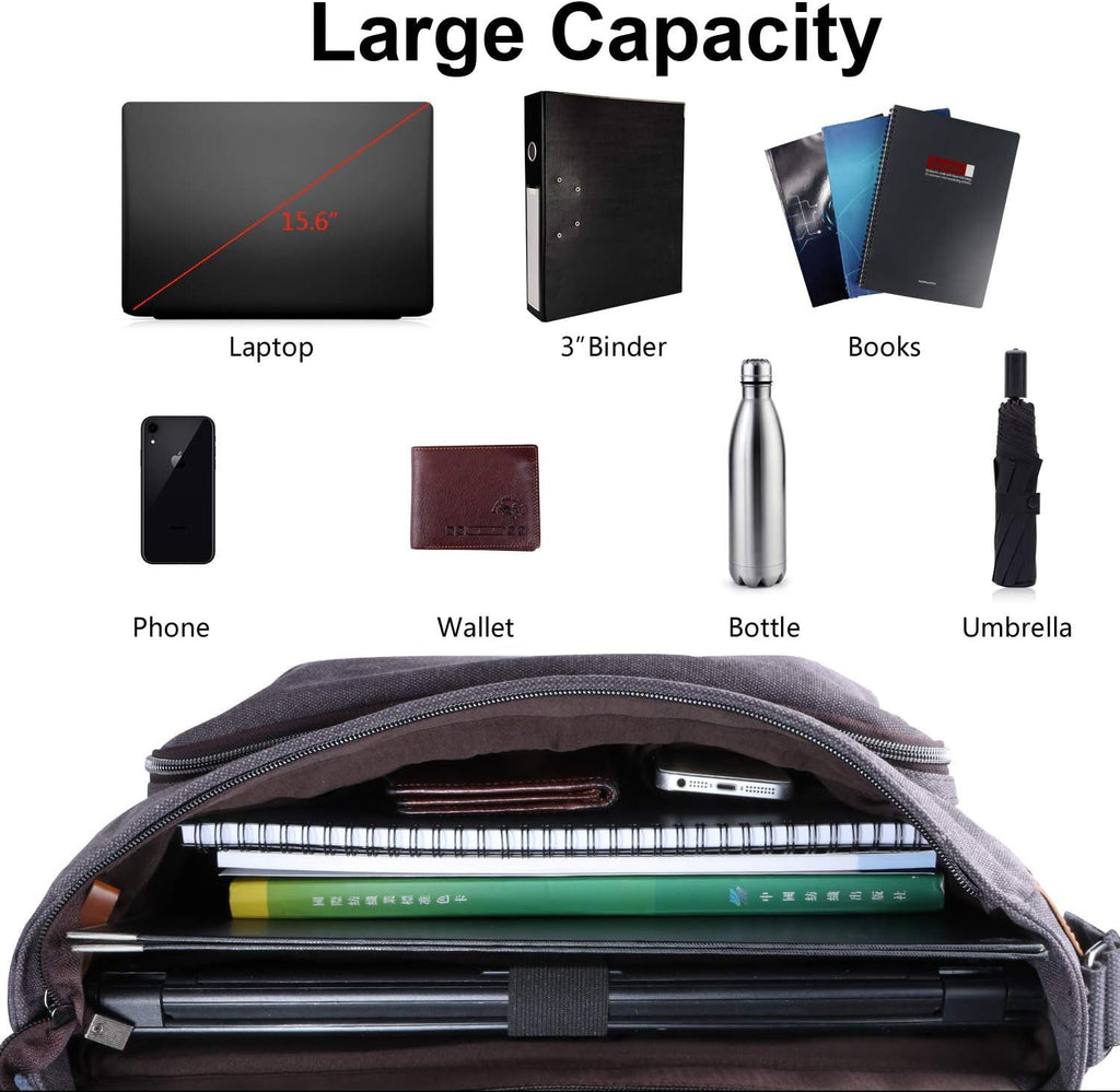 Water-resistance Canvas Shoulder Bag 15.6 Inch Laptop H669