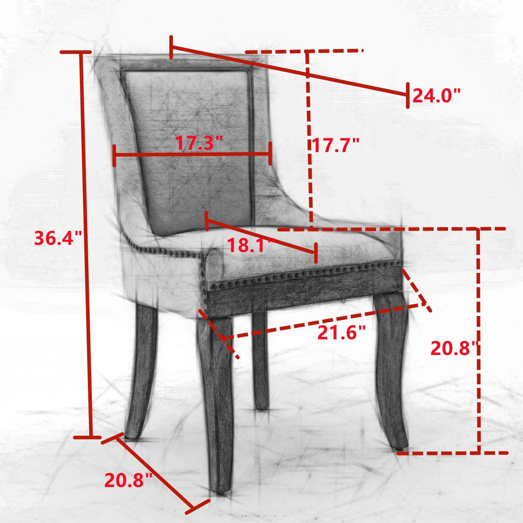 Beige Upholstered Fabric Side Chairs Set of 6 A255