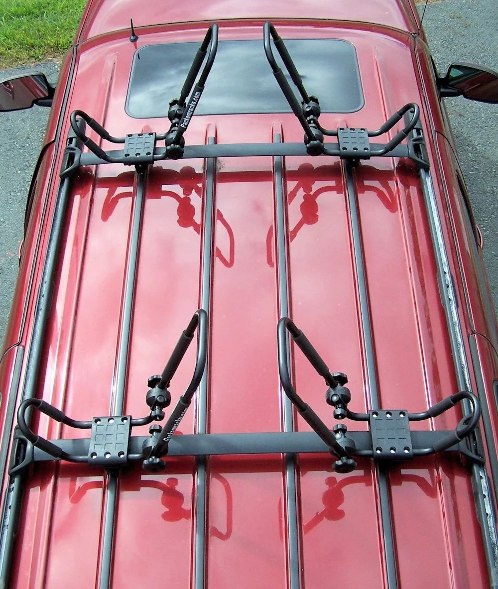 FIRE ENGINE RED FOLDING KAYAK RACK ROOF TOP AND WALL CARRIER BUNDLE B5108