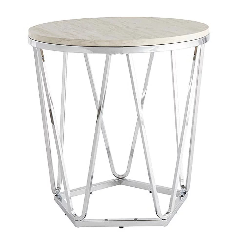 Faux Stone Round Side Table I1749