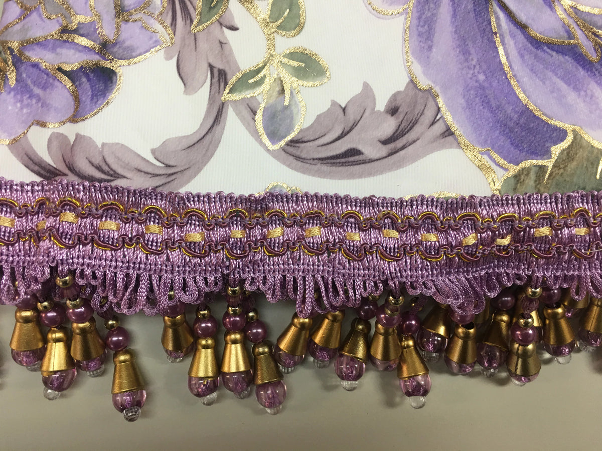 5 Piece Floral Blackout Curtain Set with Valances, 84" Long, Purple G7498