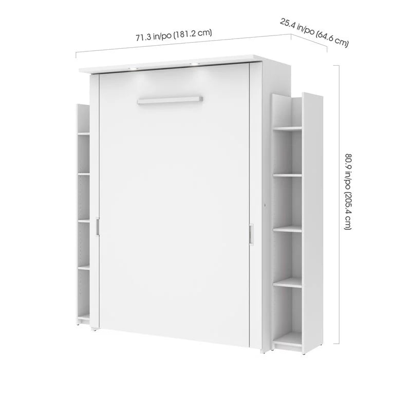 White Full Murphy Bed with 2 Storage Units C83232