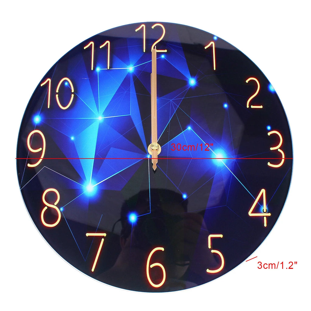 Blue Round Silent Wall Clock U9068