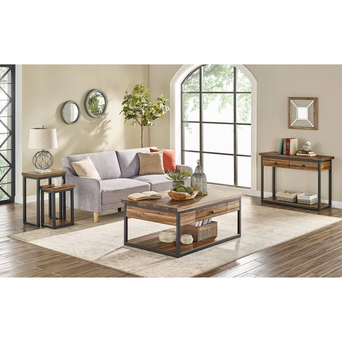 Rustic Wood Nesting End Tables (Set of 2) B821159