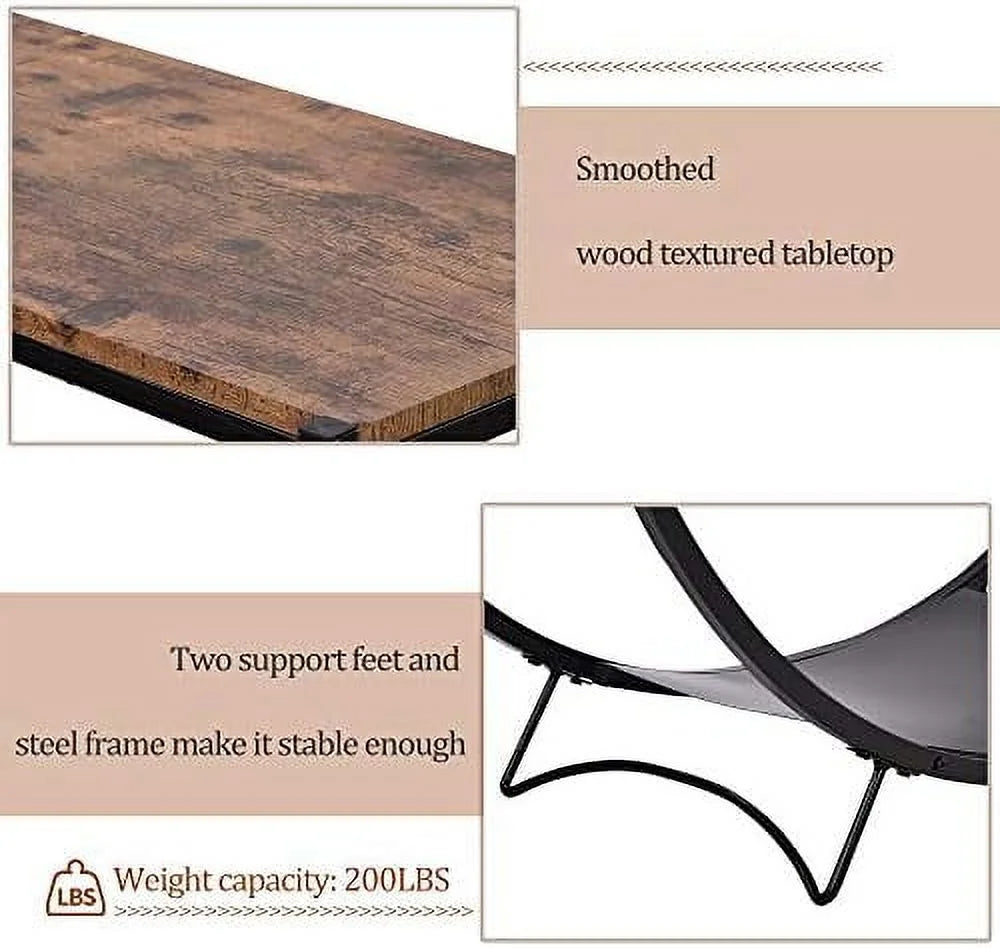 48" Demilune Shape Console Table with Open Shelf Rustic Brown X1115