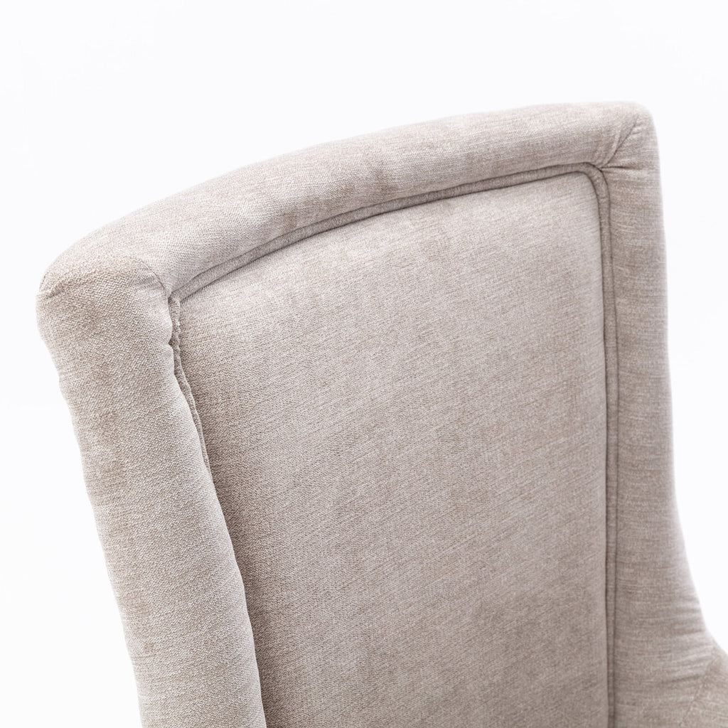 Beige Upholstered Fabric Side Chairs Set of 6 A255