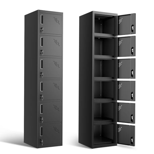 Metal Storage Cabinet with Keys, 71" 1 Door Black L6706