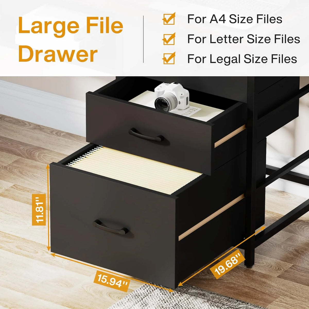 61 Inches Computer Desk with File Drawers E37609