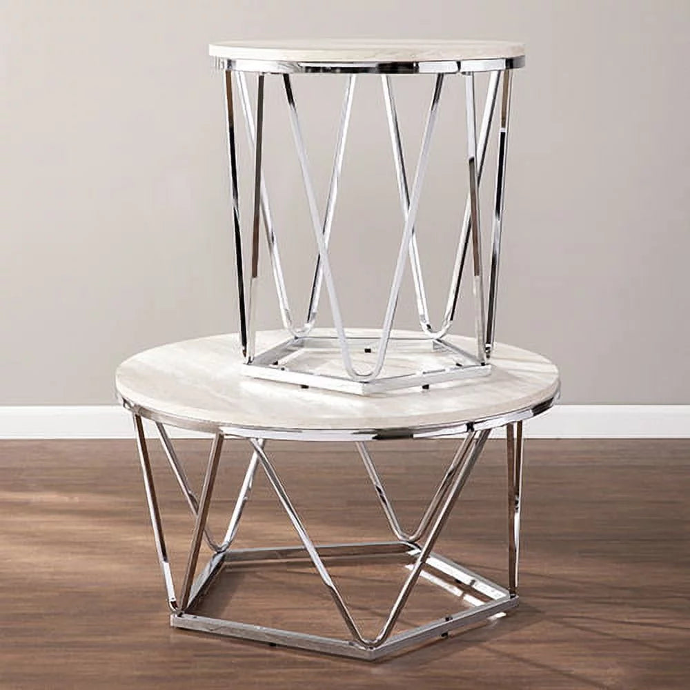 Faux Stone Round Side Table I1749