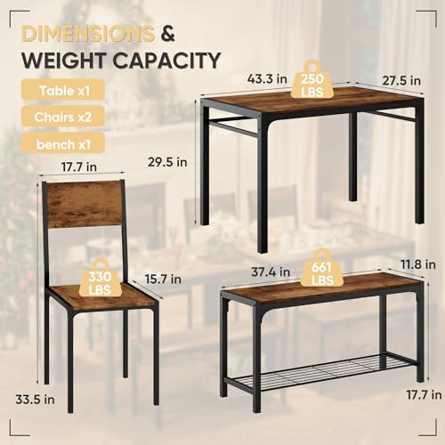 Rustic Brown 4 Piece Dining Table and Chairs M885