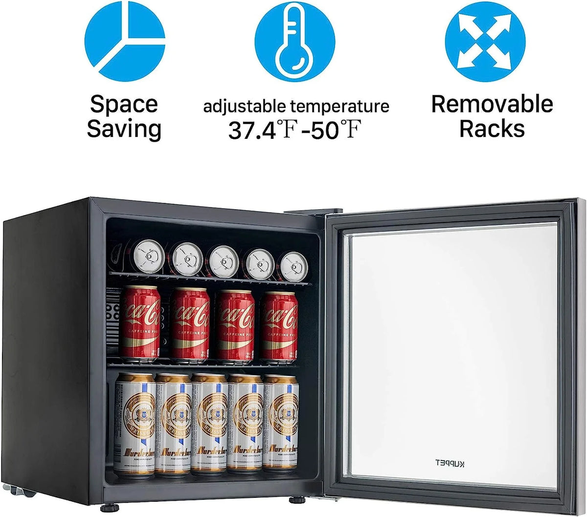 70 Can Beverage Refrigerator 1.6 Cu.ft Glass Door O116246