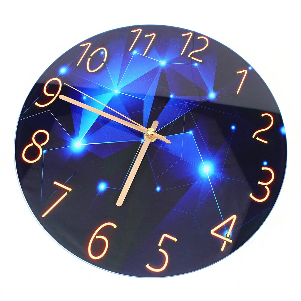 Blue Round Silent Wall Clock U9068