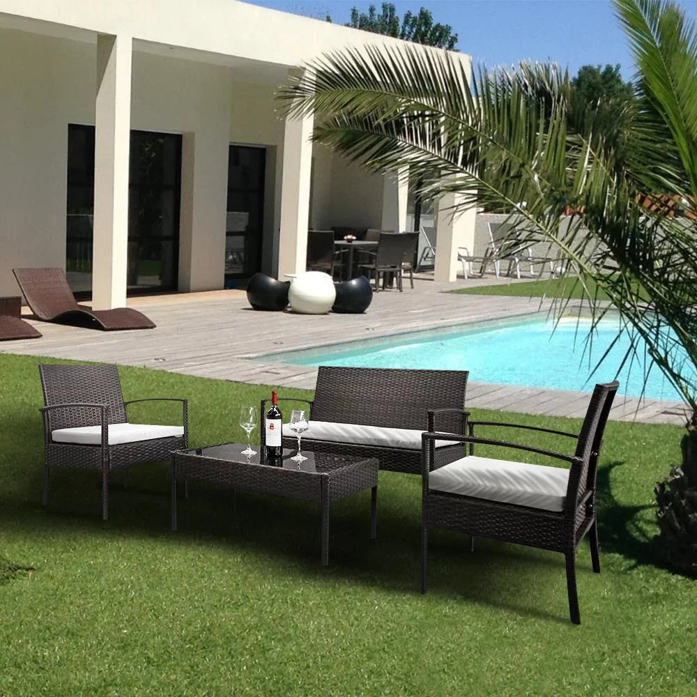 4 PCS Patio Rattan Conversation Furniture Set Z1459