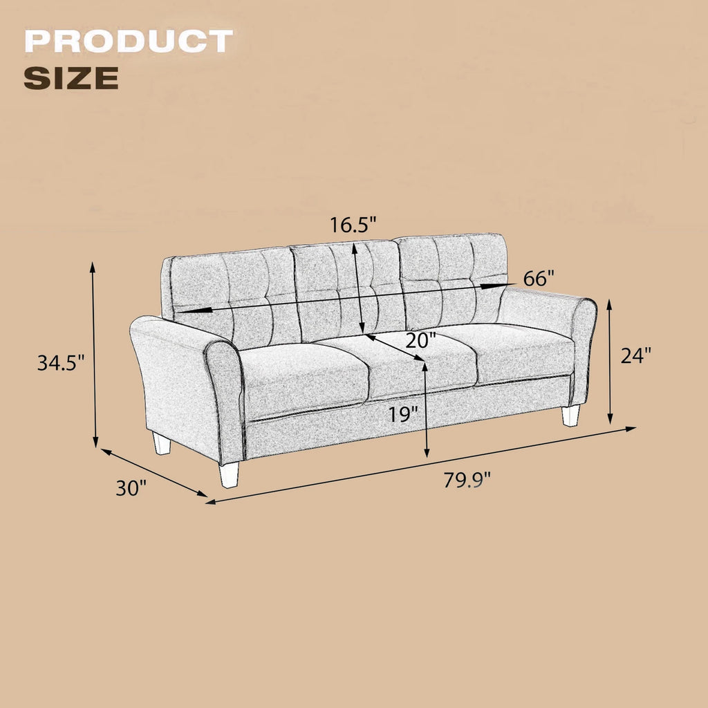 Light Grey Linen 3-Seat Sofa V785185