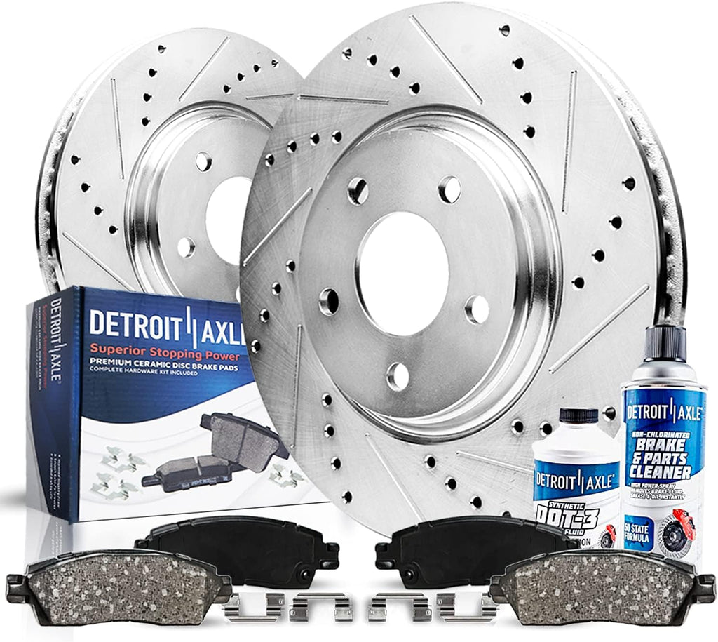 Front Drilled and Slotted Rotors + Brake Pads 6pc Set B4855