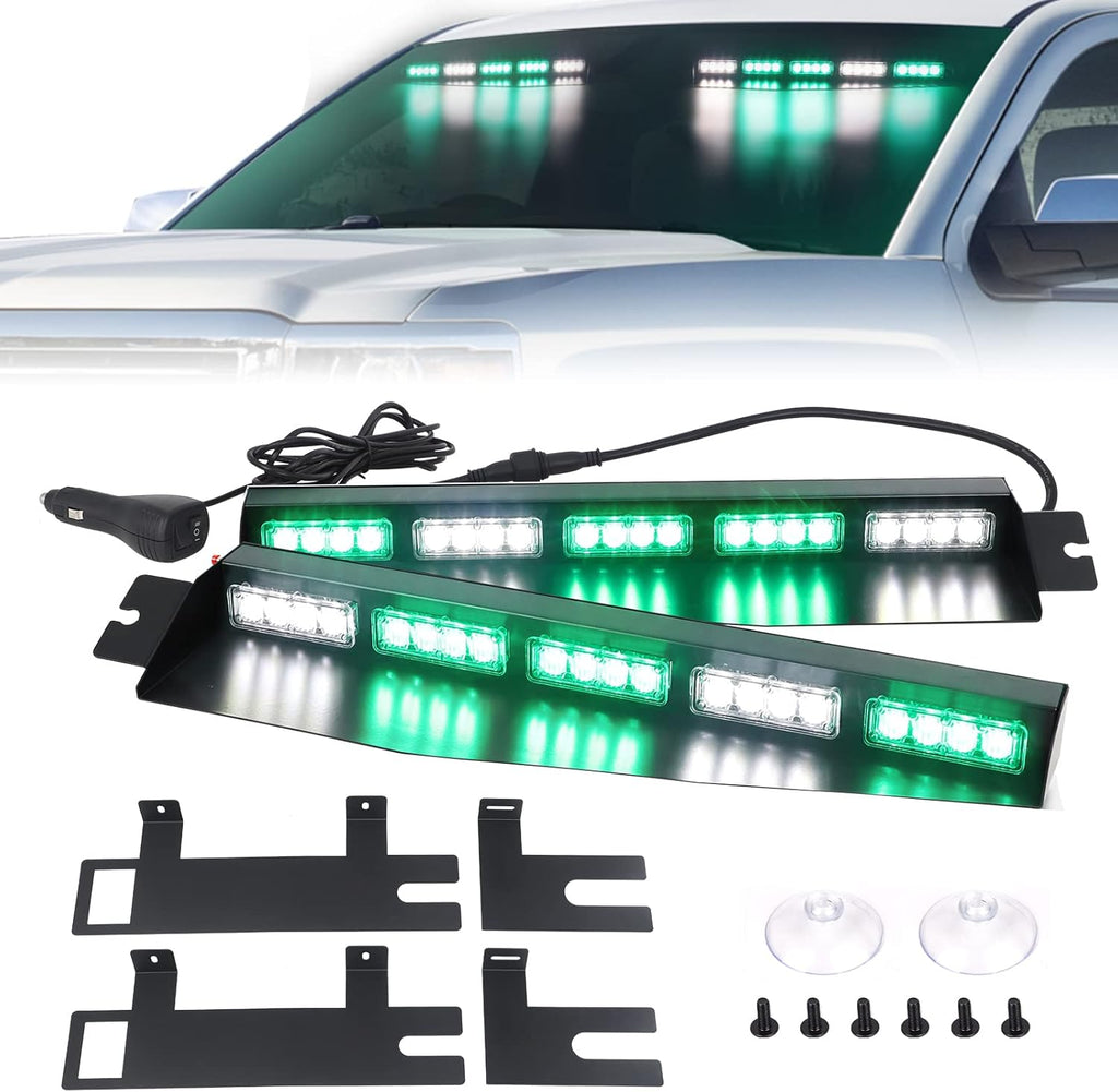 34 inches 40 LED Green White Strobe Light Bar for Trucks Q6595