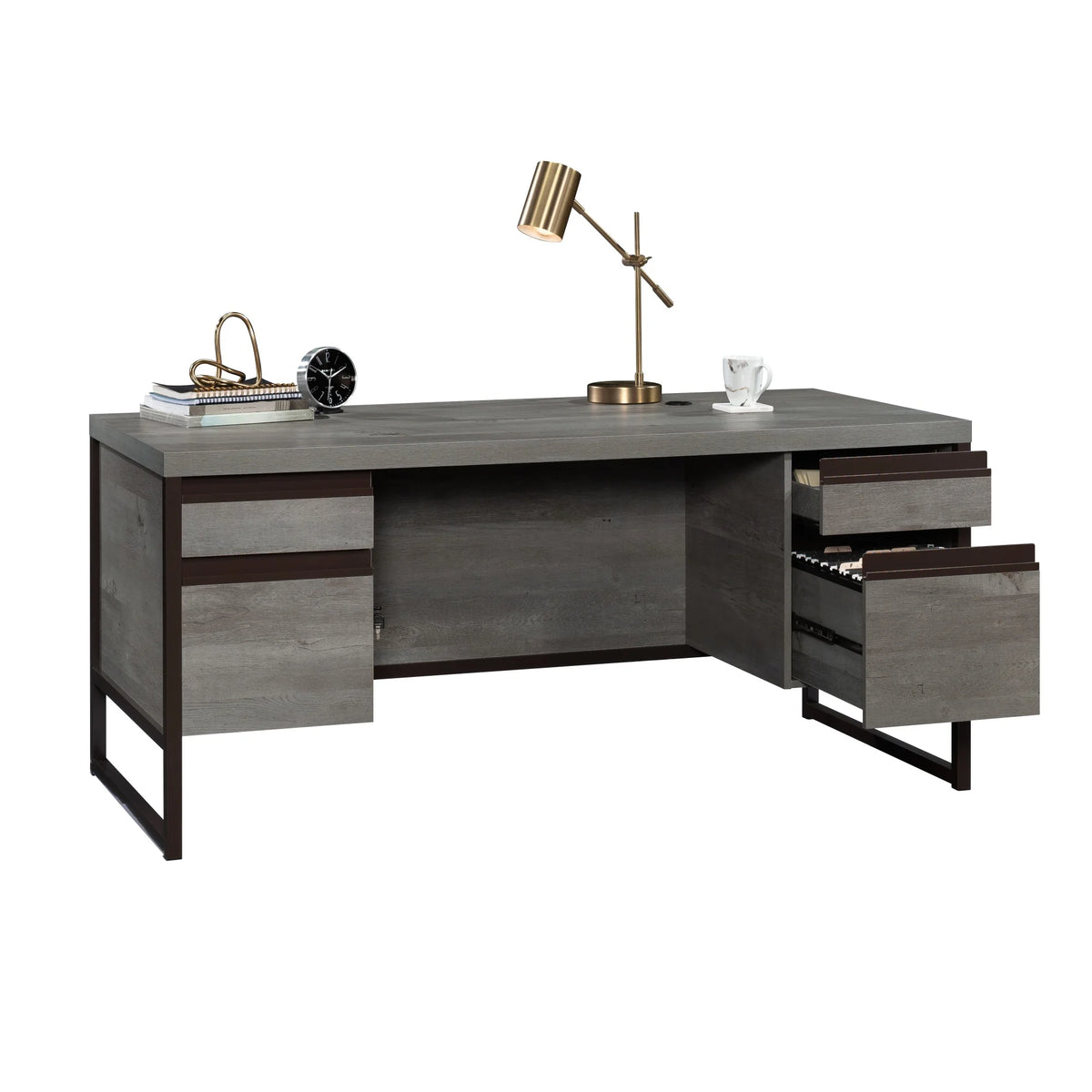 Engineered Wood Executive Desk in Mystic Oak I171556