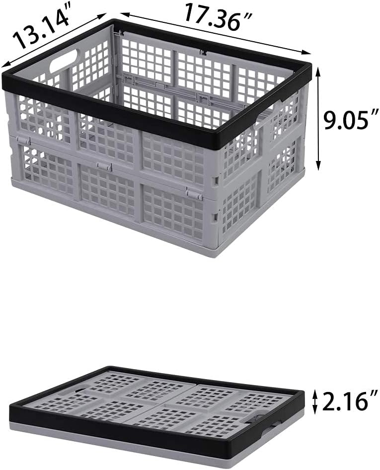 16 L Plastic Collapsible Storage Crate, 3 Packs U14954