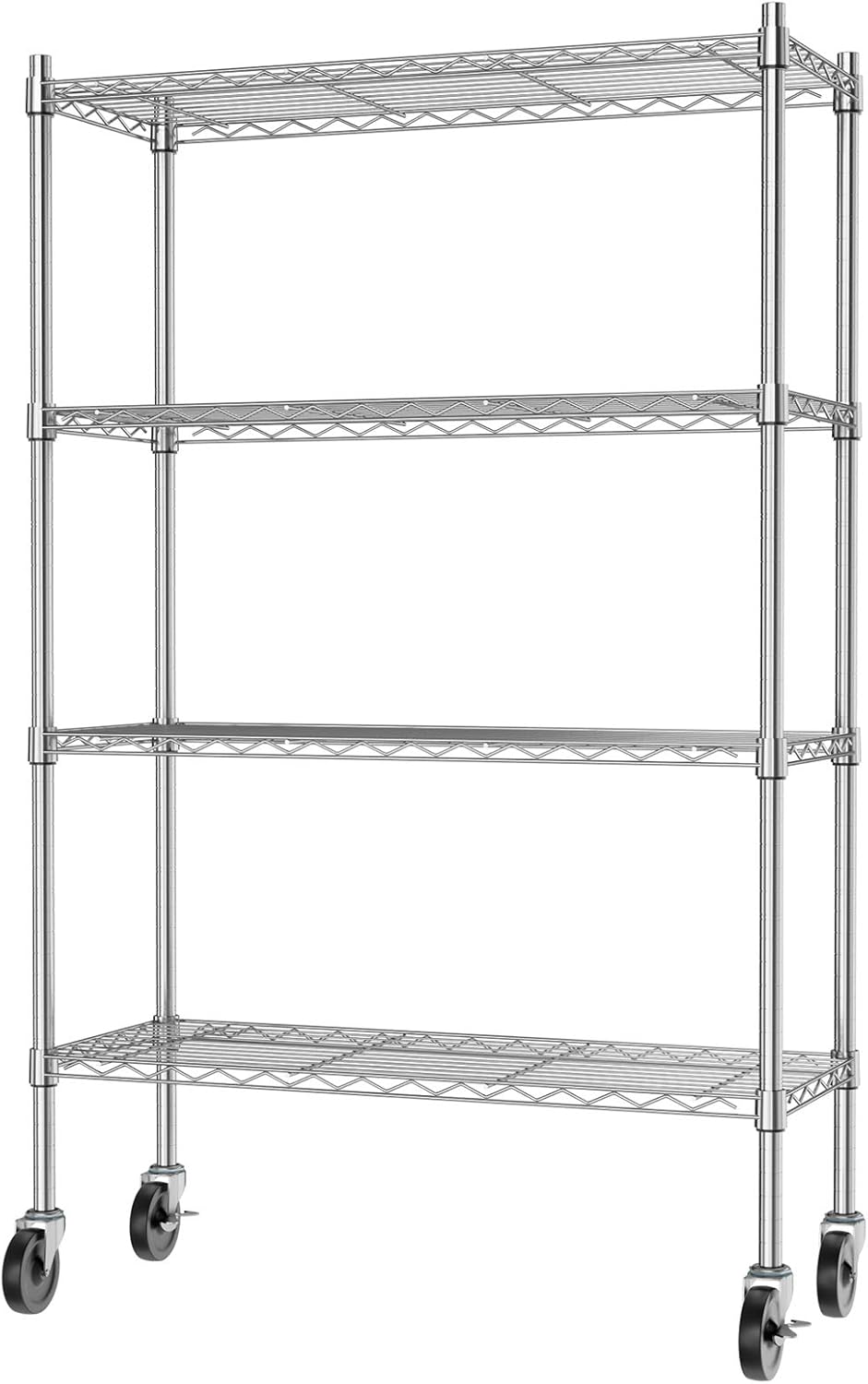 4 Tiers Rolling Cart Utility Racks Adjustable Wire Metal Shelving F2294