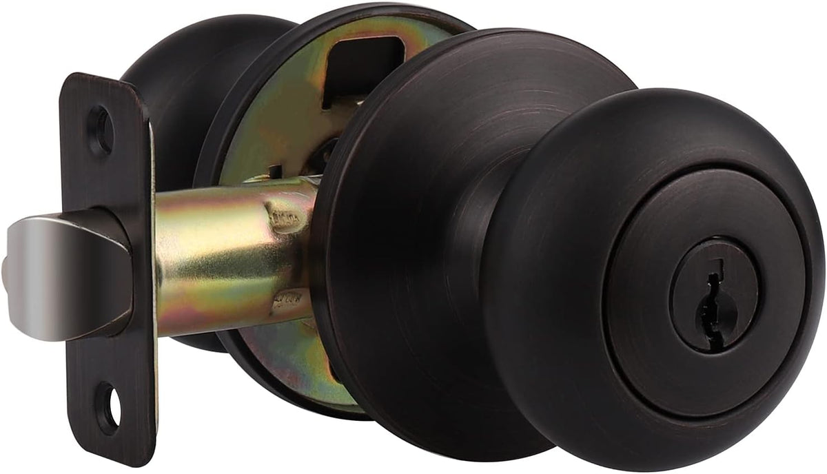 4 Pack Keyed Entry Door Lock with Lock and Key, Oil Rubbed Bronze Finish T35368