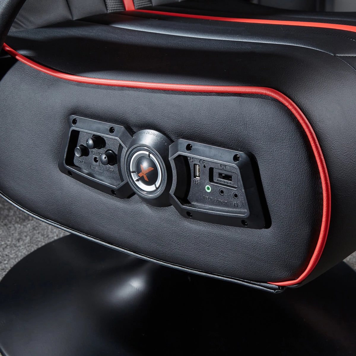 Black/Red Pedestal Gaming Chair with Subwoofer T766941