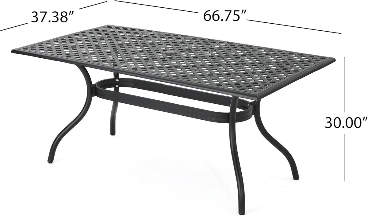 Black Sand Cast Aluminum Rectangle Table P35980