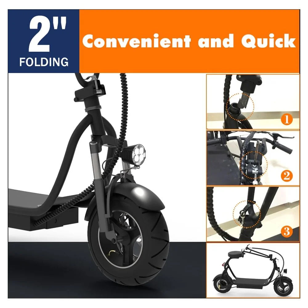 350W 48V Foldable Electric Scooter Black T5967
