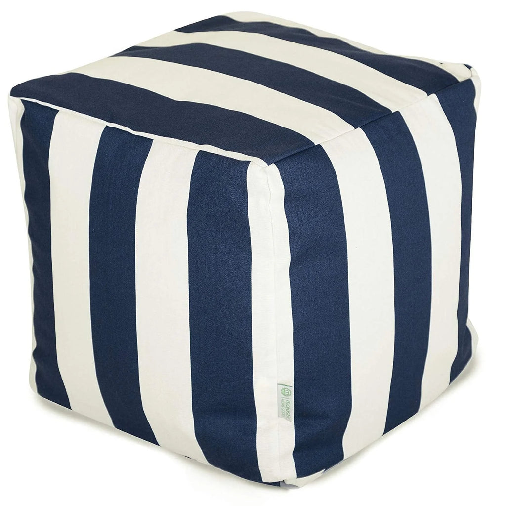 Vertical Stripe Indoor/Outdoor Ottoman Pouf Cube A19872