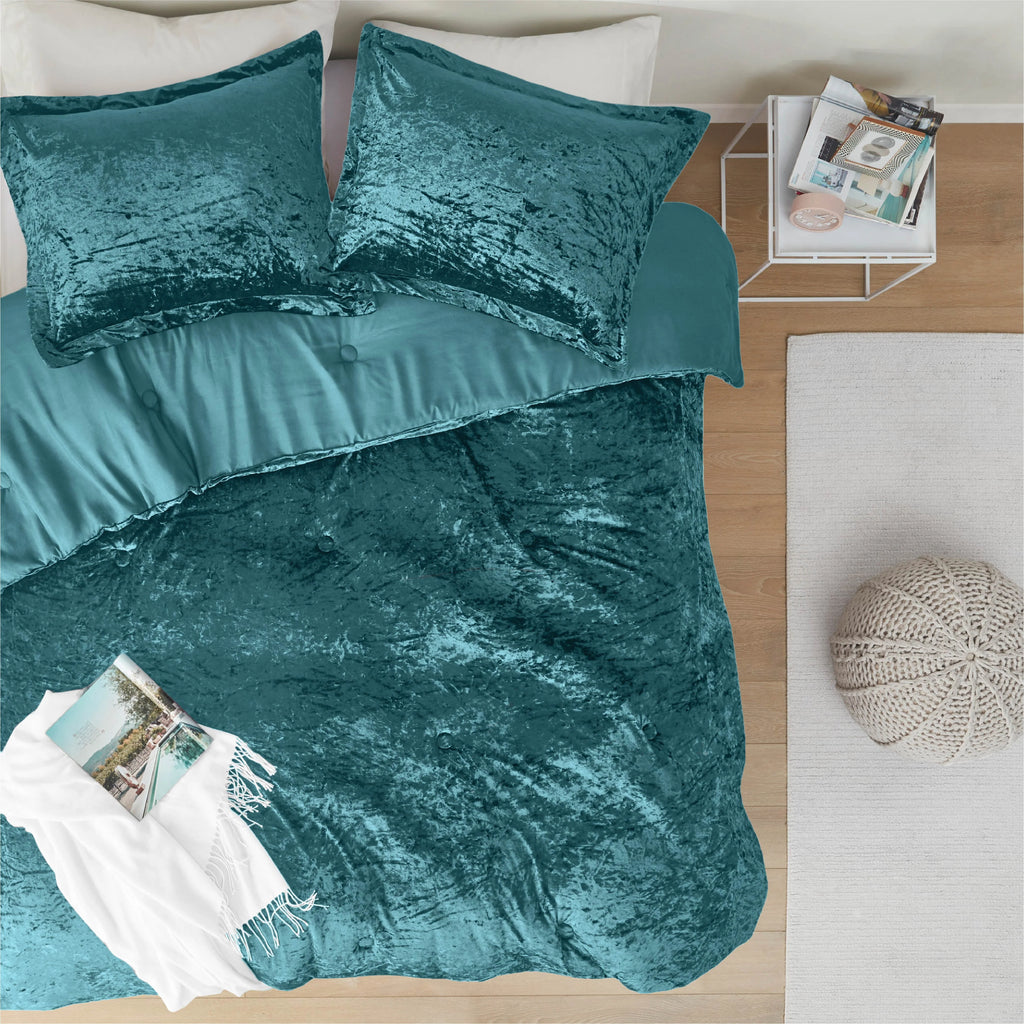 Blush Pink Velvet 3-Piece Comforter Set N28257