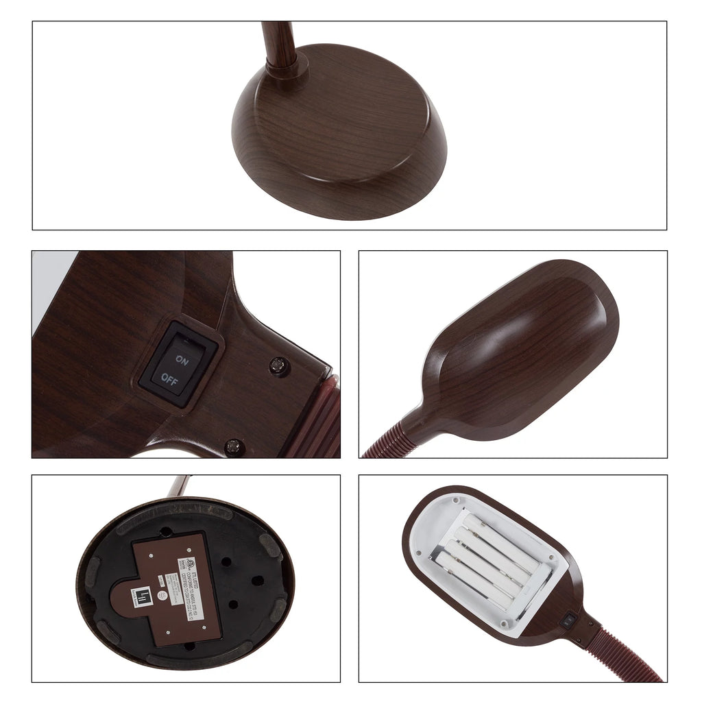 Brown Woodgrain Floor Lamp with Bendable Neck C991