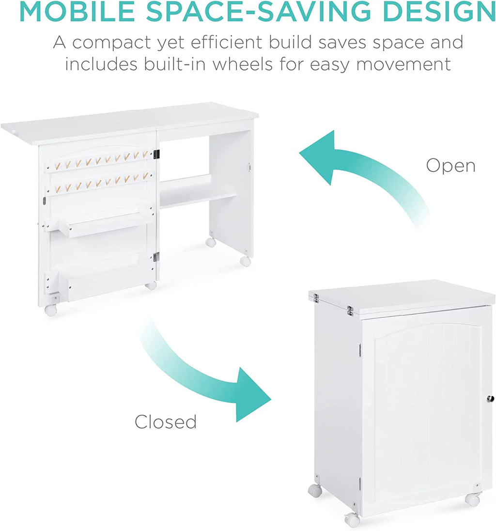 Folding Sewing Table White H6815