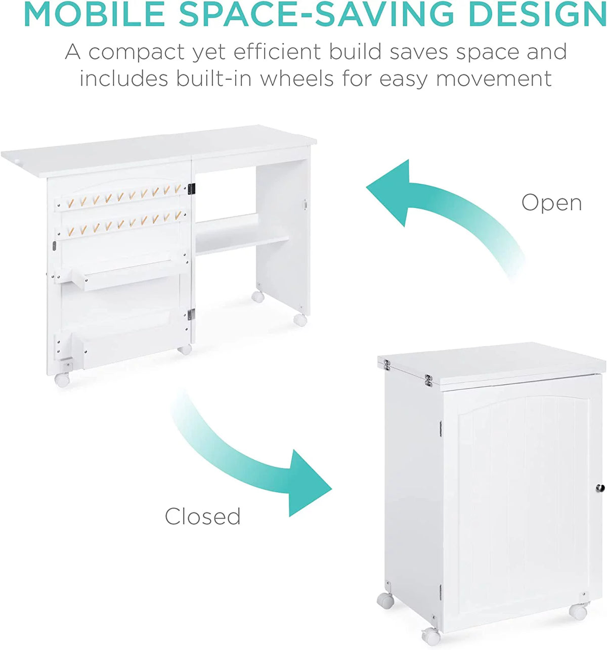 Folding Sewing Table White H6815