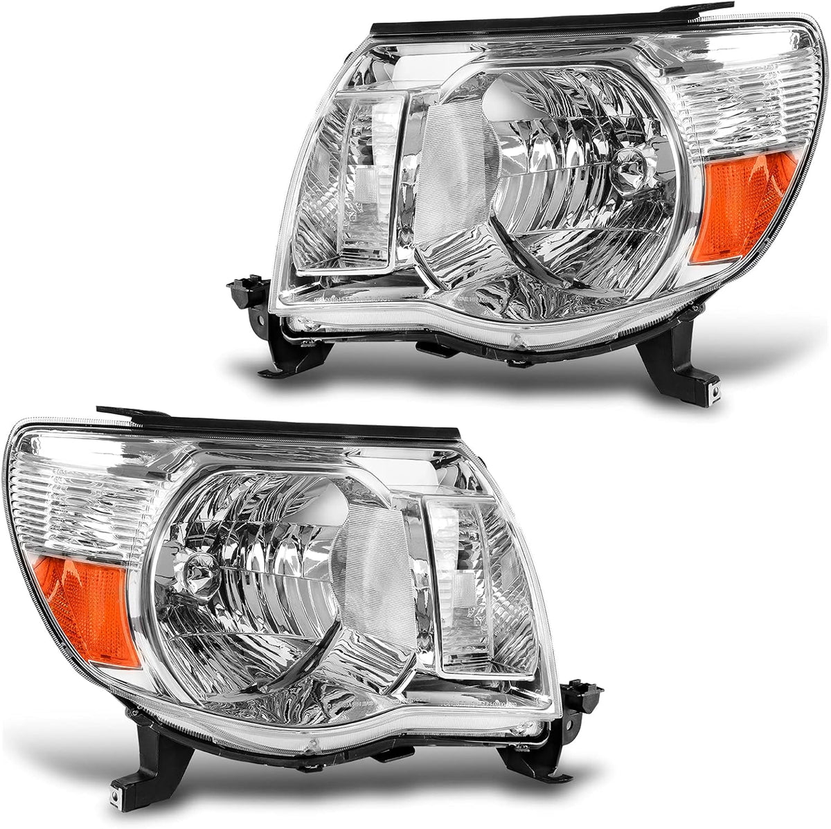 Headlight Assembly Chrome Housing with Amber Reflector B30099